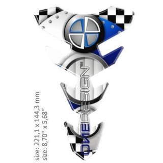Samolepka - tank pad na nádrž motocyklu ONEDESIGN UNIVERSAL TANK PAD GLOSS WHITE/BLUE/BLACK - BMW DESIGN 