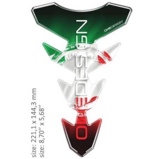 Samolepka - tank pad na nádrž motocyklu ONEDESIGN UNIVERSAL TANK PAD GLOSS GREEN/WHITE/RED - ITALIAN FLAG 