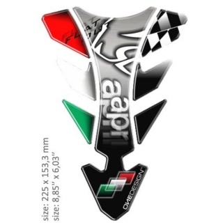 Samolepka - tank pad na nádrž motocyklu ONEDESIGN UNIVERSAL TANK PAD GLOSS BLACK/WHITE/RED/GREEN - APRILIA DESIGN