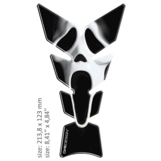 Samolepka - tank pad na nádrž motocyklu ONEDESIGN UNIVERSAL TANK PAD GLOSS BLACK/WHITE - SCREAM FACE DESIGN