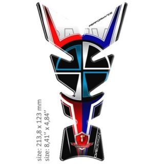 Samolepka - tank pad na nádrž motocyklu ONEDESIGN UNIVERSAL TANK PAD GLOSS BLACK/WHITE/BLUE/RED - BMW LOGO DESIGN 