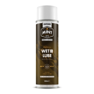Mazivo na řetěz motocyklu ve spreji OXFORD MINT WET LUBE do deštivého počasí 500 ml
