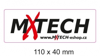 Samolepka - nálepka MXTECH černé písmo, čirý podklad 11 cm x 4 cm - 1 kus