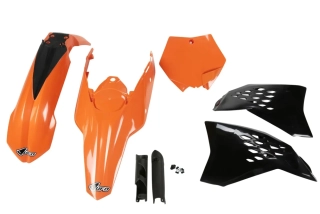 Sada plastů motocyklu UFO PLASTIC BODY KIT pro KTM SX 125/250 rok 2007-2010 barva černá/oranžová