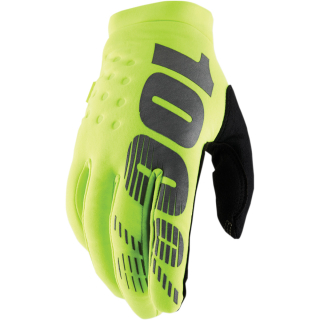 Dětské motokrosové rukavice do chladného počasí 100% BRISKER FLUO ŽLUTÁ