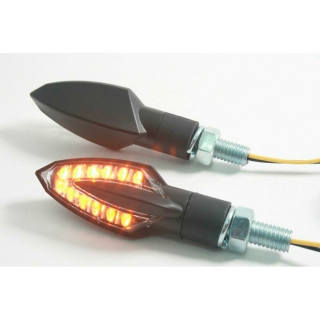 Univerzální LED blinkry PARTS EUROPE TURN SIGNAL černé pouzdro s kouřovým objektivem - PÁR