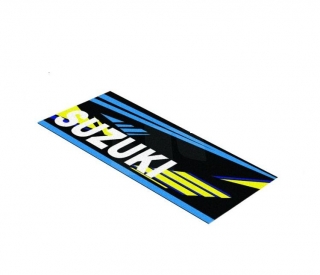 Velký koberec - rohožka pod motocykl FIM SUZUKI SUPERBIKE černo/modro/žlutý, rozměry 80×250 cm