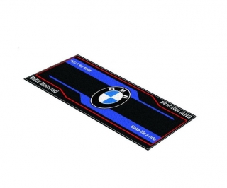 Velký koberec - rohožka pod motocykl FIM BMW SUPERBIKE černo/modrý, rozměry 80×250 cm