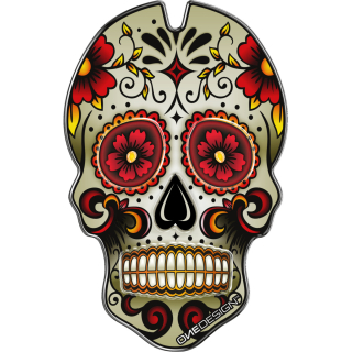 A Samolepka - tank pad na nádrž motocyklu ONEDESIGN RED/ČERVENÁ SKULL 100mmx156,5mm