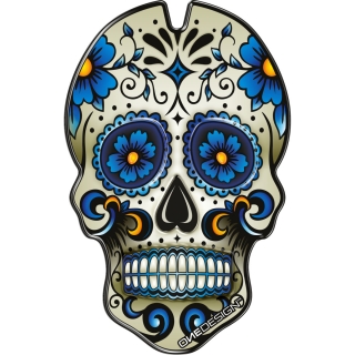 Samolepka - tank pad na nádrž motocyklu ONEDESIGN BLUE/MODRÁ SKULL 100mmx156,5mm