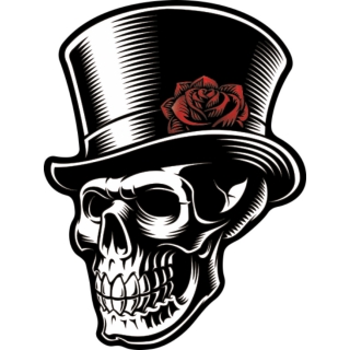 Samolepka - nálepka ONEDESIGN UV LABELS SKULL GENTLEMEN rozměr 52,8mmX70,4mm