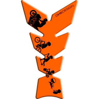 a Samolepka - tank pad na nádrž motocyklu ONEDESIGN TANKPAD MOON FLUO ORANŽOVÁ 123mm x 213,8mm 