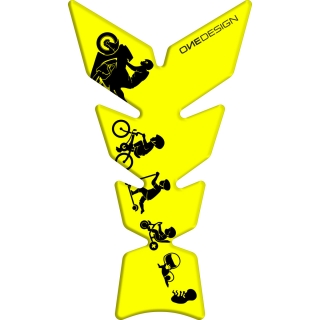 Samolepka - tank pad na nádrž motocyklu ONEDESIGN TANKPAD MOON FLUO ŽLUTÁ 123mm x 213,8mm 